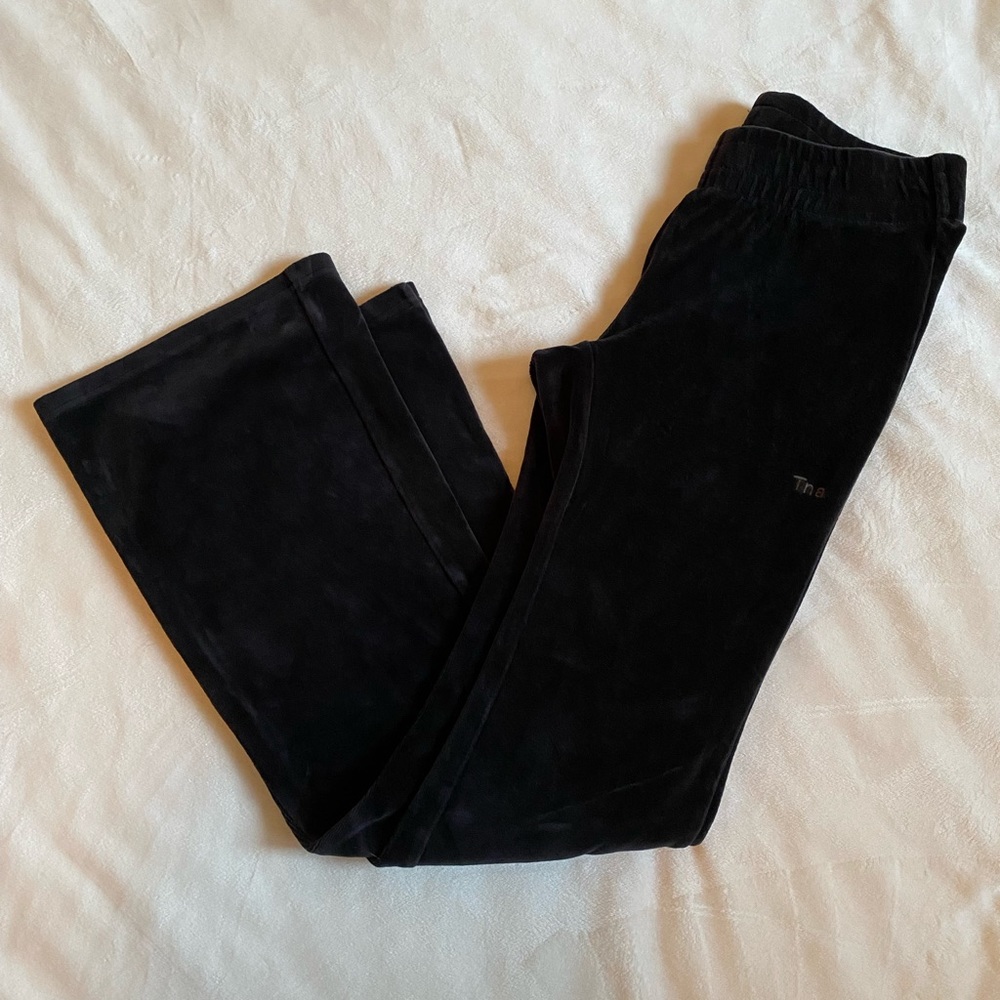 TNA ☀️ Black Velvet Slightly Flared Petite Pants